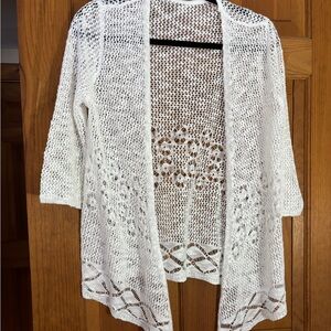 Elegant Westport White Open-Knit Cardigan – Effortless Layering Piece